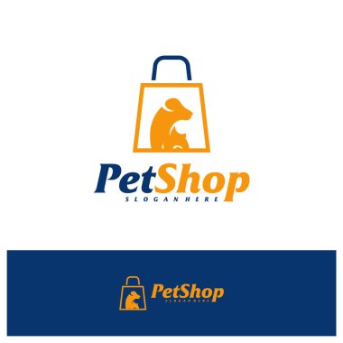 Hayvan Dükkanı Logosu Tasarım Şablonu. Dog Shop logo konsept vektörü. Amblem, Yaratıcı Sembol, Simge