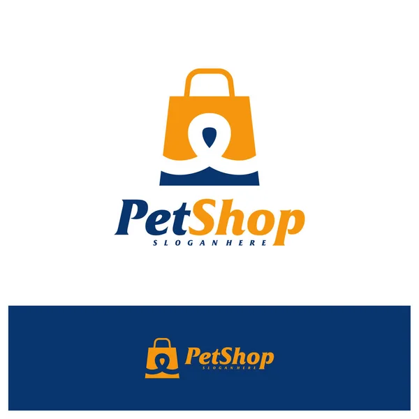 Pet Shop Logo Design Template Pet Logotipo Vetor Conceito Emblema — Vetor de Stock