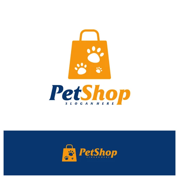 Pet Shop Logo Design Template Pet Logotipo Vetor Conceito Emblema — Vetor de Stock