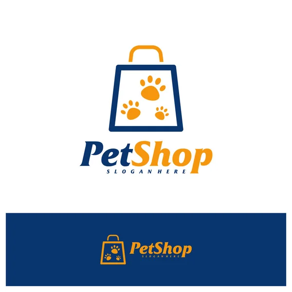 Pet Shop Logo Design Template Pet Logotipo Vetor Conceito Emblema — Vetor de Stock