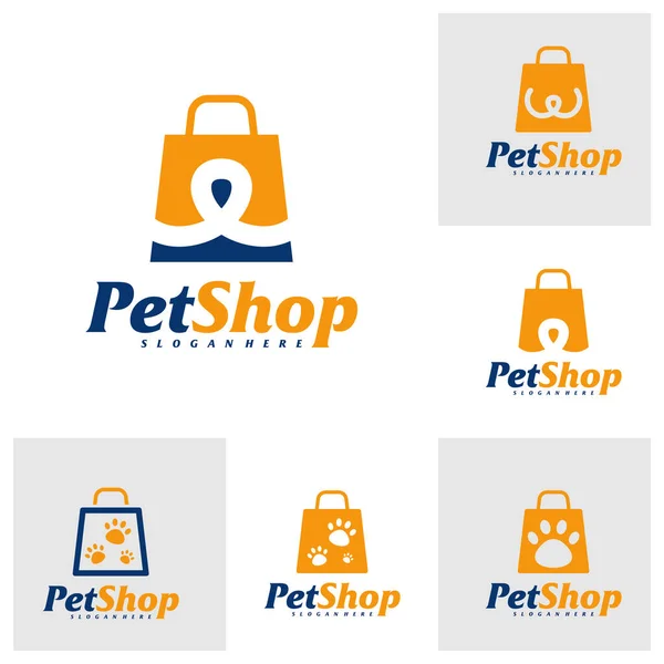 Набір Шаблонів Дизайну Логотипів Pet Shop Вектор Концепції Логотипу Домашніх — стоковий вектор