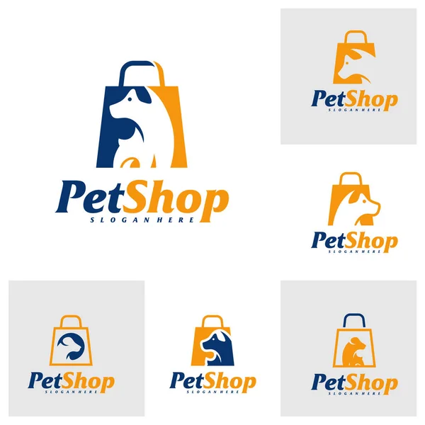 Набір Шаблонів Дизайну Логотипів Pet Shop Вектор Концепції Логотипу Магазину — стоковий вектор