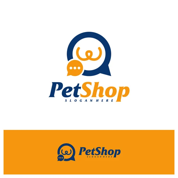 Bate Papo Pet Logo Design Template Pet Logotipo Vetor Conceito — Vetor de Stock