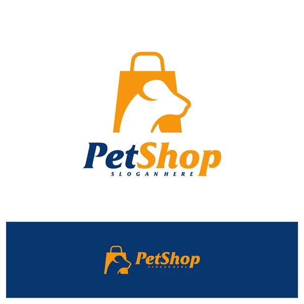 Pet Shop Logo Design Template Vetor Conceito Logotipo Dog Shop — Vetor de Stock