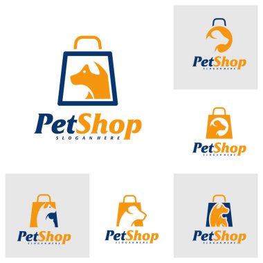 Hayvan Dükkanı Logosu Tasarım Şablonu. Dog Shop logo konsept vektörü. Amblem, Yaratıcı Sembol, Simge