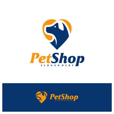 Love Pet Logo Tasarım Şablonu. Hayvan logosu konsept vektörü. Amblem, Yaratıcı Sembol, Simge