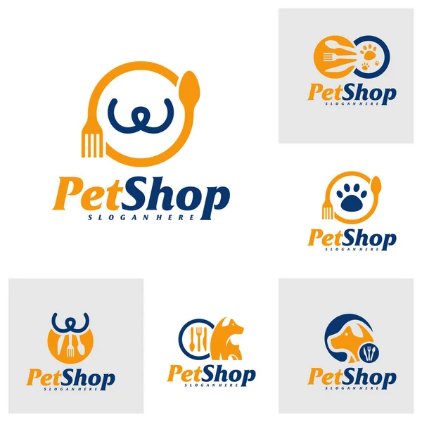 Набір Шаблонів Дизайну Логотипу Food Pet Вектор Концепції Логотипу Домашніх — стоковий вектор