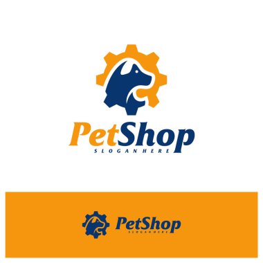 Pet Gear Logo Tasarım Şablonu. Hayvan logosu konsept vektörü. Amblem, Yaratıcı Sembol, Simge