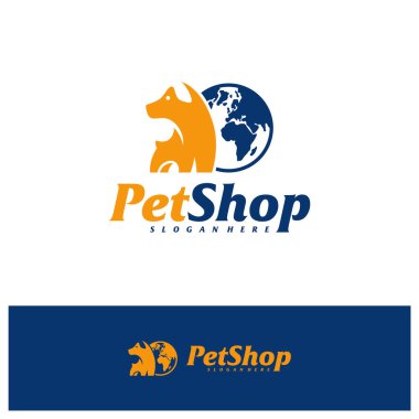 Dünya Hayvan Logosu Tasarım Şablonu. Hayvan logosu konsept vektörü. Amblem, Yaratıcı Sembol, Simge