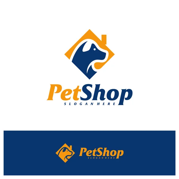 Pet Home Logo Design Template Pet Logotipo Vetor Conceito Emblema — Vetor de Stock
