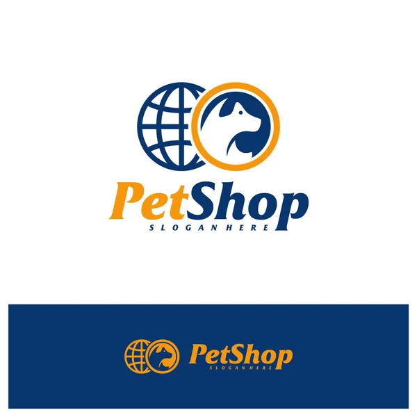 World Pet Logo Design Template Inglês Pet Logotipo Vetor Conceito — Vetor de Stock