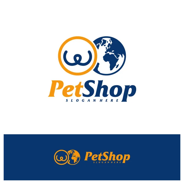 World Pet Logo Design Template Inglês Pet Logotipo Vetor Conceito — Vetor de Stock