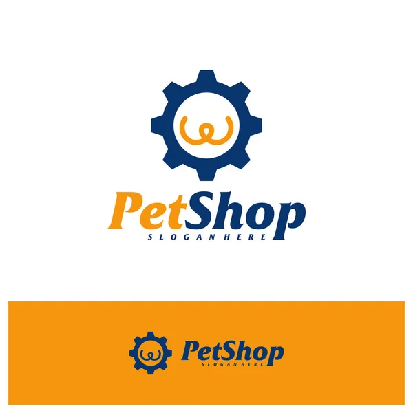 Pet Gear Logo Design Vorlage Pet Logo Konzeptvektor Emblem Kreatives — Stockvektor