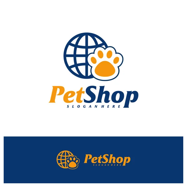 World Pet Logo Design Template Inglês Pet Logotipo Vetor Conceito — Vetor de Stock