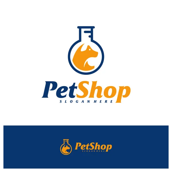 Pet Lab Logo Design Template Inglês Pet Logotipo Vetor Conceito — Vetor de Stock