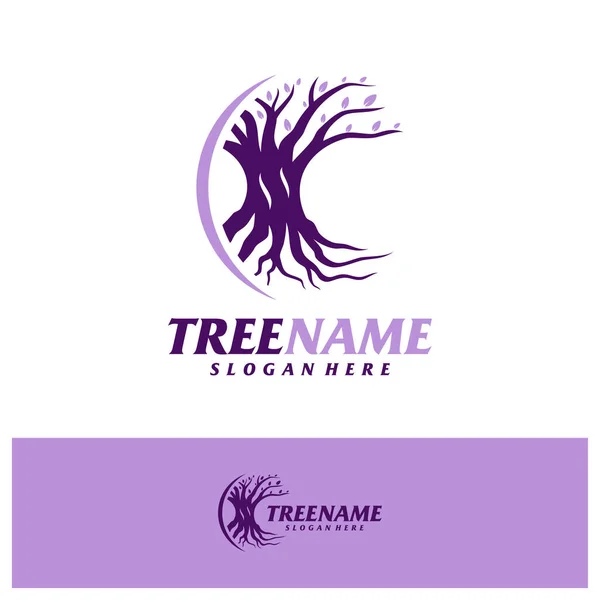 Kök Logosu Tasarım Şablonu Olan Ağaç Ağaç Logosu Konsepti Vektörü — Stok Vektör