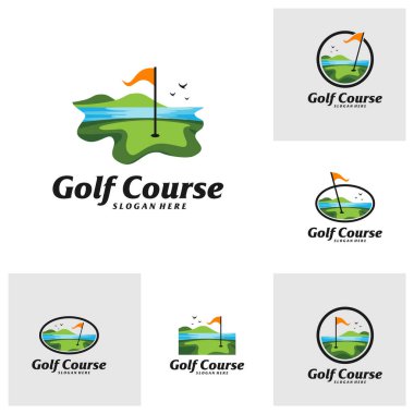 Golf kursunun logo tasarım şablonu. Golf sahası logo konsepti vektörü. Yaratıcı Simge Simgesi