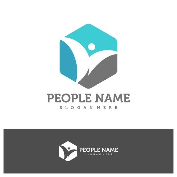 Plantilla Diseño Logotipo People Community People Vector Concepto Logotipo Símbolo — Archivo Imágenes Vectoriales