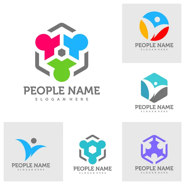 Set of People Logo Design Template. Community People logo concept vector. Creative Icon Symbol