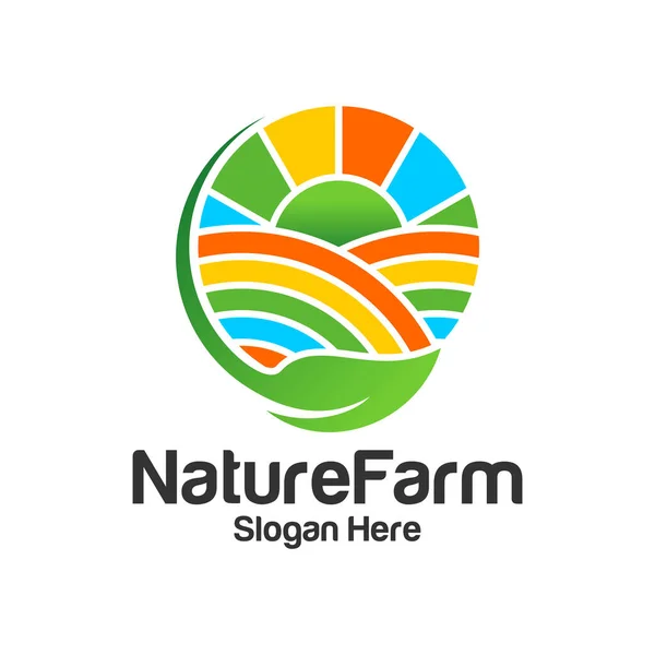 Color Farm Logo Design Template Farm Logo Concept Vector Creative — Stock Vector