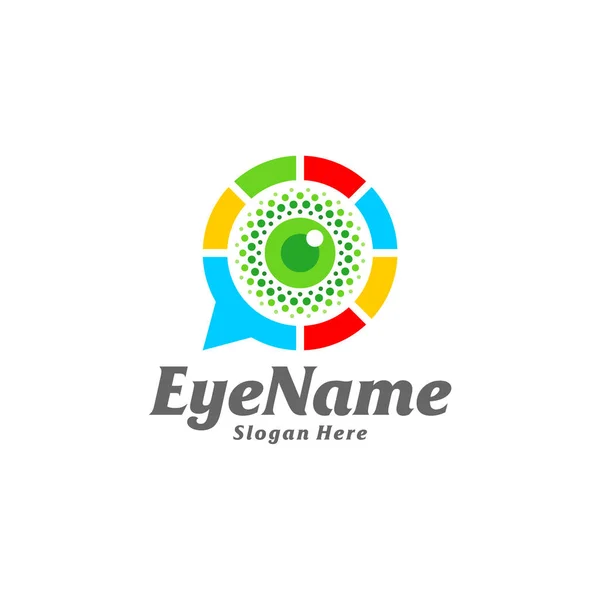 Plantilla Diseño Logotipo Chat Eye Ojo Chat Logo Concepto Vector — Vector de stock