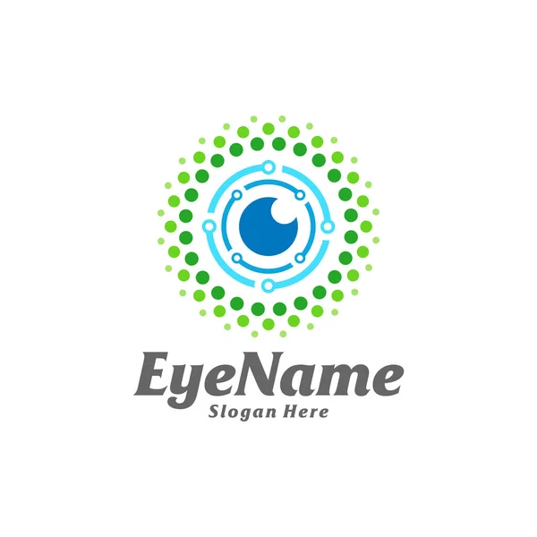 Tech Eye Logo Design Template Eye Tech Logo Concept Vector — Archivo Imágenes Vectoriales