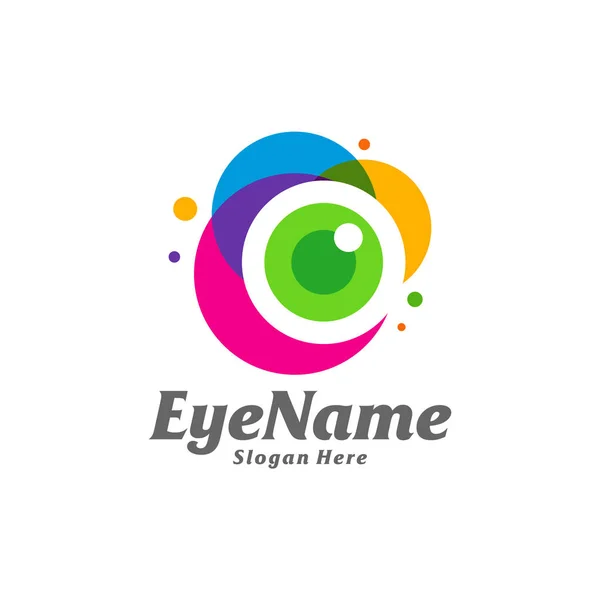 Color Eye Logo Design Template Eye Color Logo Konzeptvektor Kreatives — Stockvektor