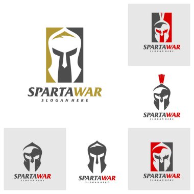 Spartan Savaşçı Logo Vektörü. Spartalı Miğfer Logo tasarım şablonu. Yaratıcı simge simgesi