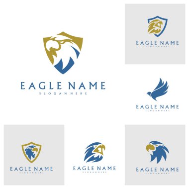 Shield Eagle logo tasarım vektör şablonu. Basit simge sembolü