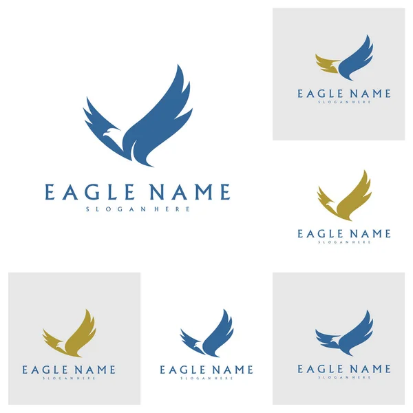 Σύνολο Λογότυπου Eagle Σχεδιασμό Διανυσματικό Πρότυπο Απλό Σύμβολο Εικονιδίου — Διανυσματικό Αρχείο