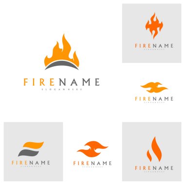 Ateş alevleri, ateş logosu dizaynı ilham vektörü simgeleri