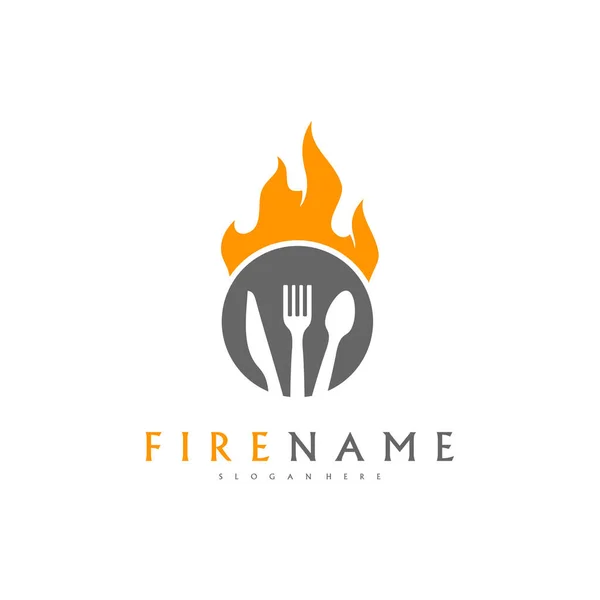 Templat Logo Fire Food Desain Hot Food Logo - Stok Vektor