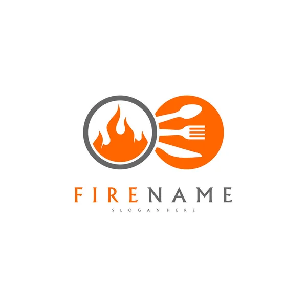 Plantilla Logotipo Fire Food Hot Food Logo Diseña Vector Concepto — Vector de stock