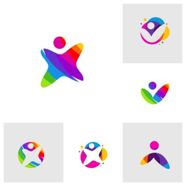Renkli Çocuklar Logo Şablon Tasarım Vektörü, Amblem, Tasarım Konsepti, Yaratıcı Sembol, Simge, Simge