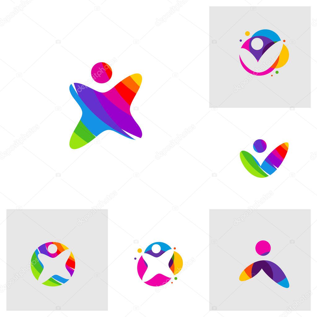 Set of Colorful Kids Logo Template Design Vector, Emblem, Design Concept, Creative Symbol, Icon