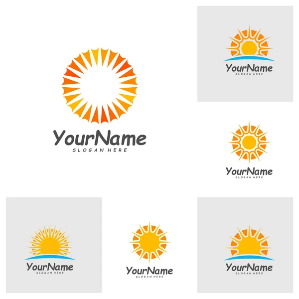 Set Von Sun Logo Design Vorlage Creative Sun Logo Vektor — Stockvektor