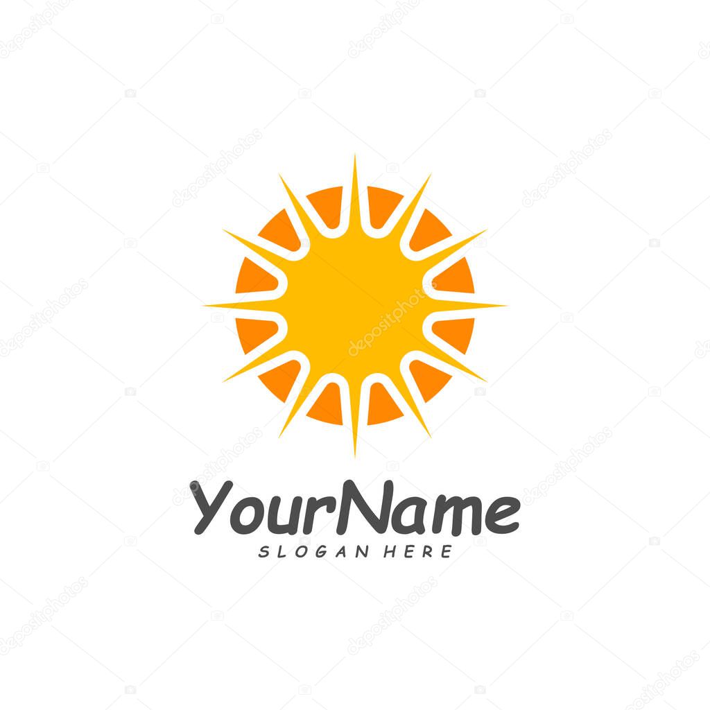 Sun logo design template, Creative Sun logo vector, Simple icon symbol