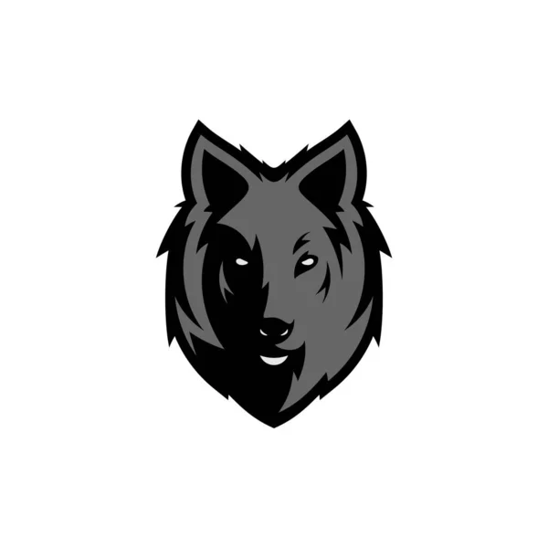 Ілюстрація Вовчої Голови Дизайн Логотипу Вовк Талісман Векторне Мистецтво Фронтально — стоковий вектор