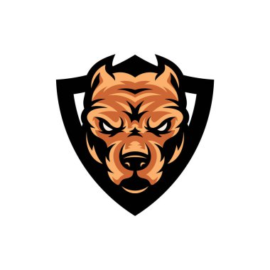 Pitbull köpek kafası maskotu logosu spor ve evcil hayvan logosu için karakter tasarlıyor