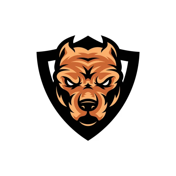 ピッツブル犬の頭のマスコットのロゴは スポーツやペットのロゴのための文字を設計 — ストックベクタ