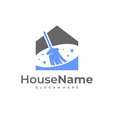 Clean House logosu konsept tasarlıyor. Temizleme Hizmeti logo vektör şablonu.