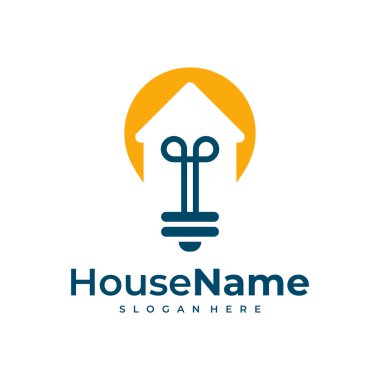 Fikir Ampulü Ev Logosu Tasarım Vektörü, Amblem, Tasarım Konsepti, Yaratıcı Sembol, Simge Simgesi, Simge