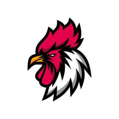 Tavuk horozu kafası maskotu spor logosu şablonu