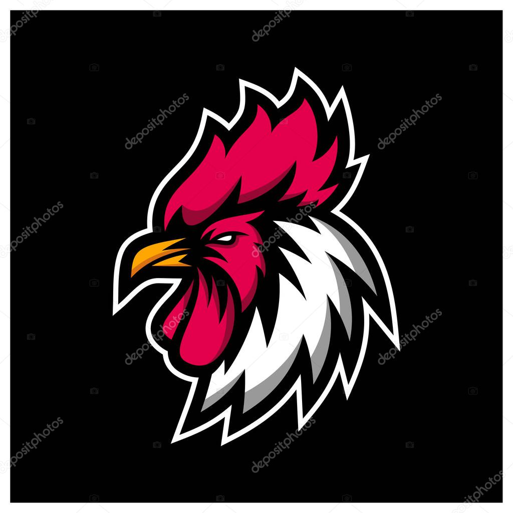 Chicken rooster head mascot sport esport logo template