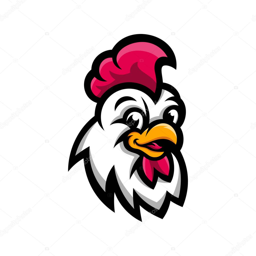 Chicken rooster head mascot sport esport logo template