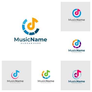 Müzik stüdyosu için Modern logo dizaynı. Müzik logosu tasarım şablonu vektörü.