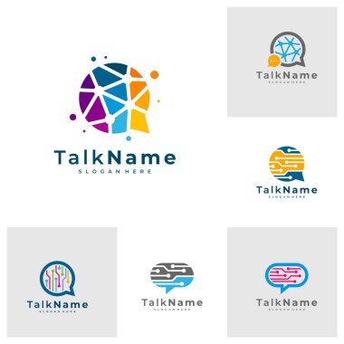 Sohbet teknolojisi logo sembolü dizaynı ilham kaynağı. Sohbet logosu vektör dizayn eder. Konuşma logo şablonu