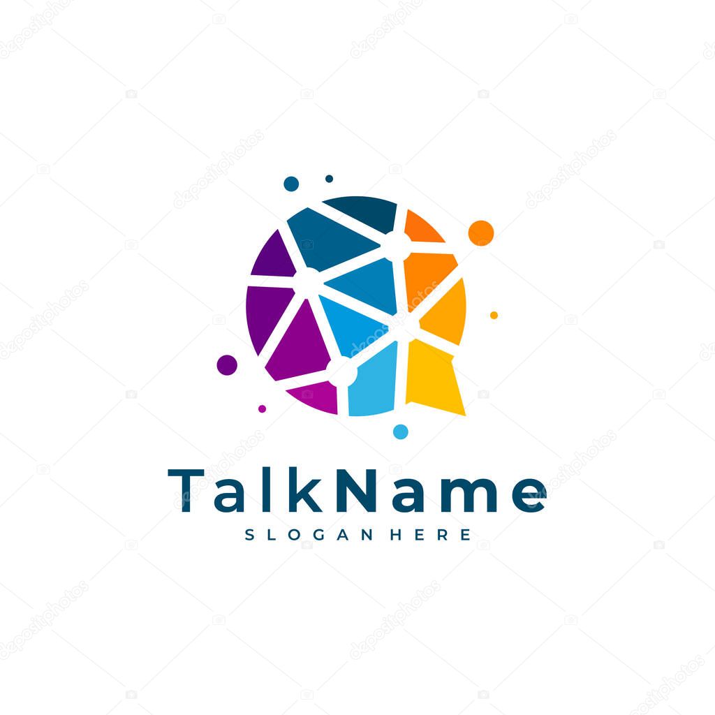 Chat tech logo symbol design inspiration. Chat Discuss logo designs vector. Conversation logo template