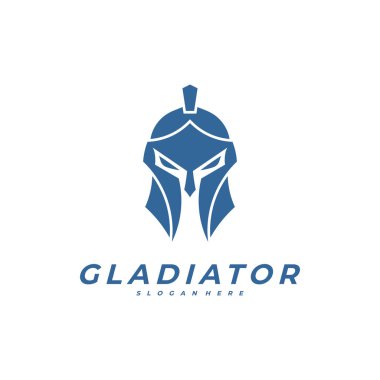 Spartalı logo tasarım şablonu, kask logo tasarım konsepti, vektör çizim