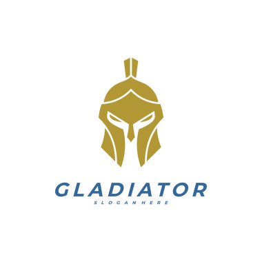 Spartalı logo tasarım şablonu, kask logo tasarım konsepti, vektör çizim